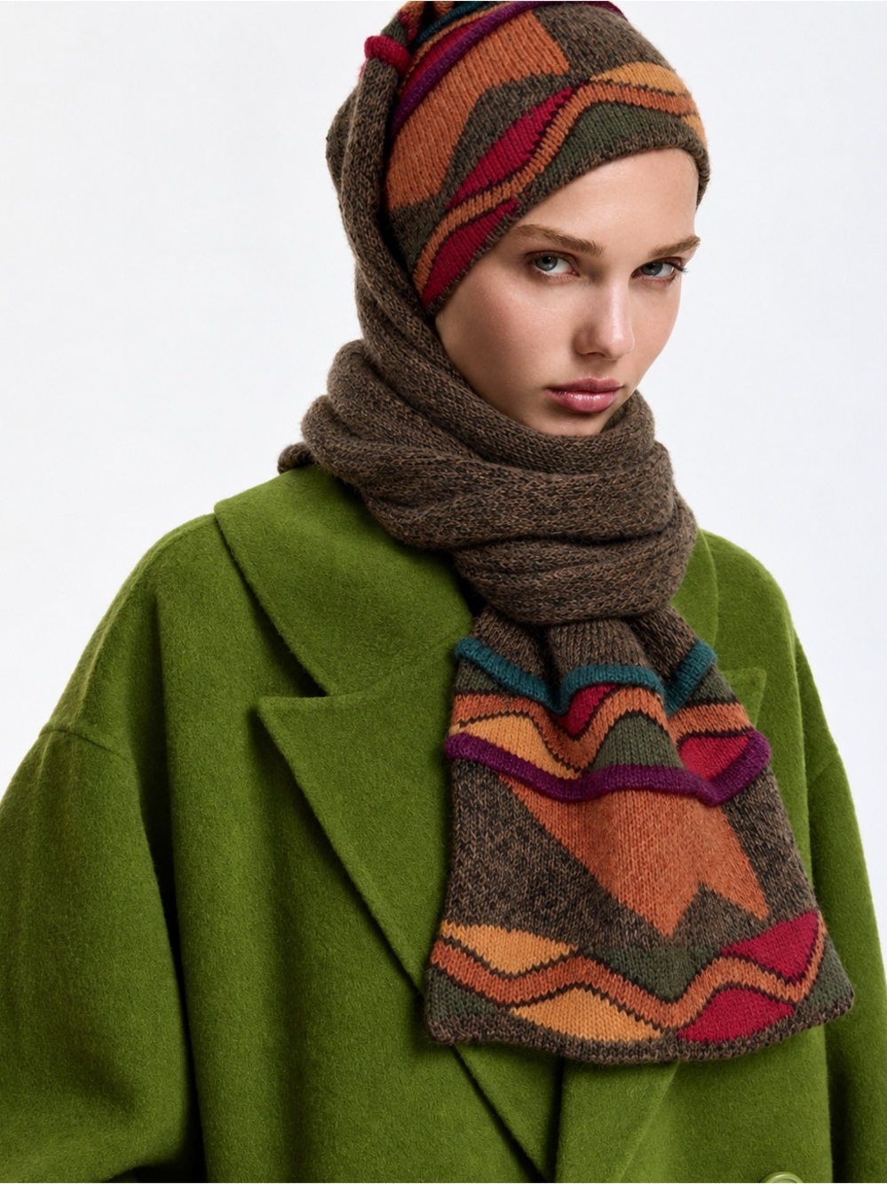Coogi Style 100% Baby Alpaca Scarf/toque Combo Winter Boho Knit
